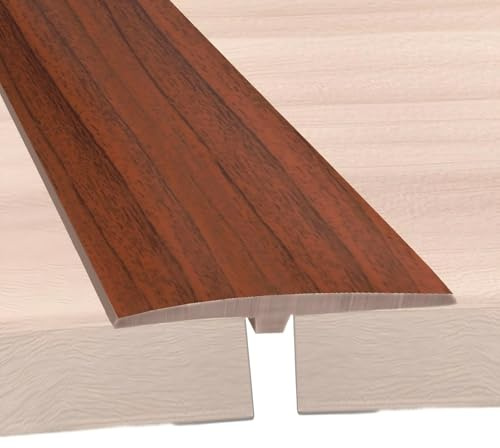 Übergangsprofil Selbstklebend 5cm x 3m - T Profil Übergangsleiste Selbstklebender Türschwellen Leiste PVC Flache Spaltabdeckung, Übergangsleiste Bodenleiste Fußböden Abdeckleisten (Holzmaserung)