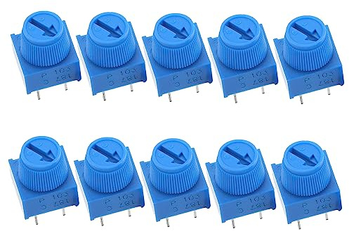 PENIKOKO 10 Pcs Adjustable Trimmer Potentiometer Resistors with Knob for Breadboarding Device Interior, Plastic and Metal Sturdy 3 Pin Potentiometer Resistor Set