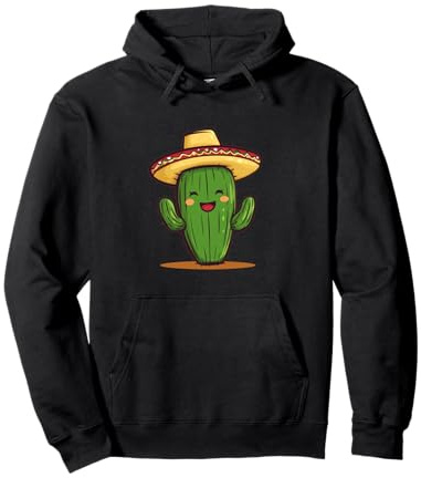 Cactus Divertido en Sombrero Despierta Risas de Fiesta Sudadera con Capucha