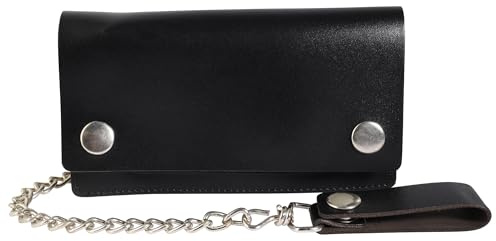 LEONARDO VERRELLI Geldbörse für Unisex aus Leder in Schwarz, Geldbeutel mit Druckknopf in 9 x 15,3 x 2 cm