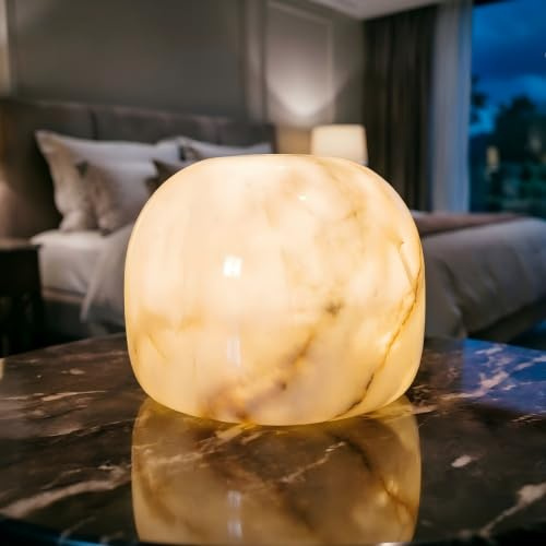 Marmor Nachttischlampe Dimmbar, Wiederaufladbare LED Tischleuchte,Steinlampe Rechargeable Lamp,Ambiente Lampe