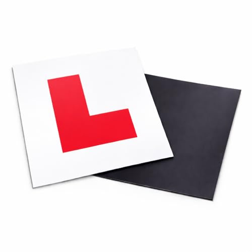 Magnetic L Plates for Learner Drivers – 18cm Red UK Driving Test L Board Signs, Heavy-Duty Removable Magnetic Signs for Provisional Licence Cars (2 Pack)