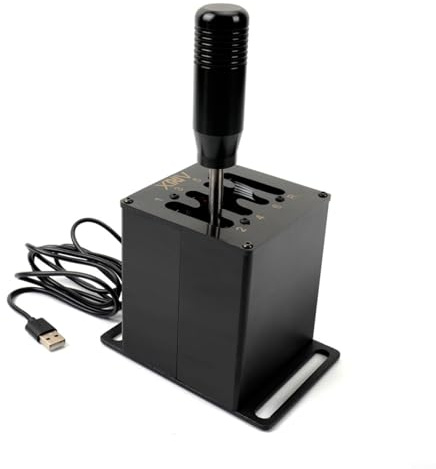 GLFLOW Manueller Schalthebel, Aluminiumlegierung, Rennsimulator, manuelle Gangschaltung mit Kohlefaser-Drehknopf, für Logitech G27 G29 T300, Schwarz (7-HB045)