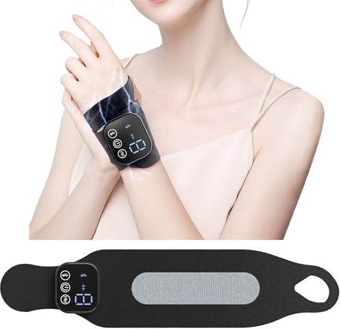 EMS Handgelenkmassagegerät Handmassagegerät mit Wärme, TENS Gerät für Sehnenscheidenentzündung & Karpaltunnelsyndrom,Handschmerzen lindern, Für Sport, Hausarbeit, Körperliche Arbeit, Schwarz