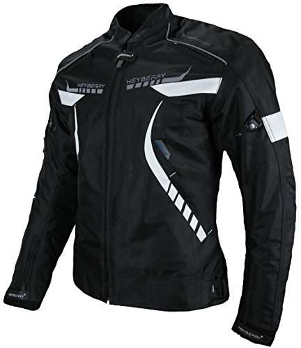 HEYBERRY Damen Motorradjacke Textil Schwarz Weiß Gr. XL / 42
