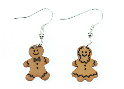 Miniblings Lebkuchenmann und -frau Ohrringe Paar Weihnachten Lebkuchen Gebäck - Handmade Modeschmuck I Ohrhänger Ohrschmuck versilbert