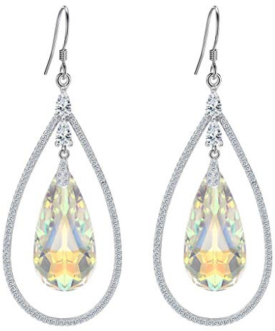 Clearine Damen 925 Sterling Silber CZ Fashion Elegant Unendlichkeit Kreis Tropfen Hook Ohrringe Kristall