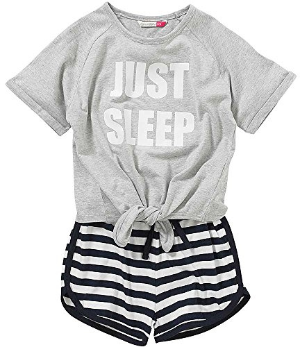 Girls Pyjama Sets PJ's Teens Older Short Long Check Printed Cotton UK Seller - Grey Shortie - 9/10 Years