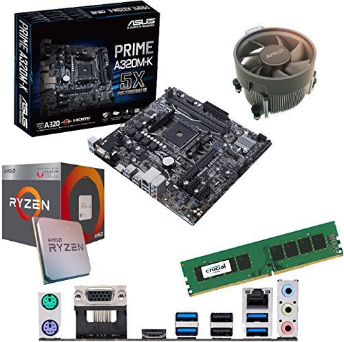 Ryzen 5 5600G 3.9Ghz (Turbo 4.4Ghz) Six Core CPU, Prime A520M-K Motherboard & 4GB 3000Mhz DDR4 RAM Pre-Built Bundle