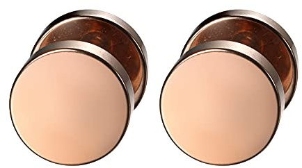 Flongo Männer Ohrstecker Knopf Frauen Ohrringe, 3-14mm Gestüt Stecker Flach Ohrringe Ohrstecker Ohrhänger Schwarz Blau Weiß Rose Gold Taper Fake Plug Tunnel Piercing Herren,Damen