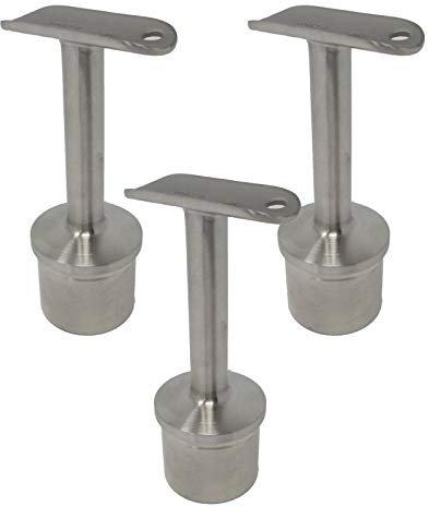 3 x Handlaufstütze Premium Edelstahl für Rundpfosten 42,4 mm mit Halteplatte Steckfitting Handlaufverbinder von SO-TOOLS®