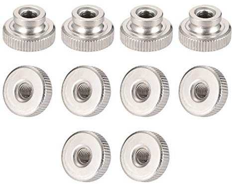 sourcing map Knurled Thumb Nuts, 10Pcs M5x0.8mm Iron Round Knobs Fasteners for 3D Printer Parts, Silver Tone