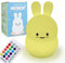 BONNYCO Night Light Kids with Remote & Touch Control 16 Colours Rabbit Baby Night Light with Timer | Kids Lamp Silicone 100% BPA Free | Cute Lamp Nightlights for Bedroom | Gifts for Girls & Boys