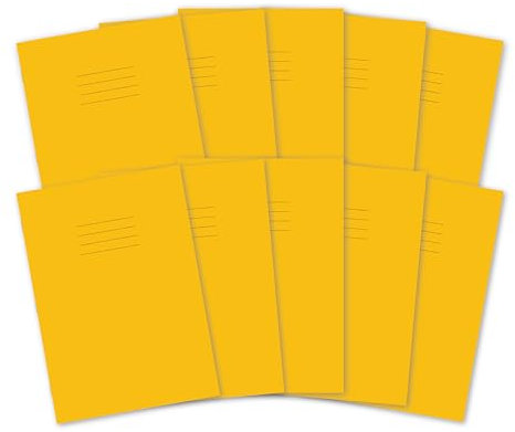 Hamelin - Quaderno per esercizi a righe con margine, formato A4, 8 mm, 48 pagine, Giallo, confezione da 10