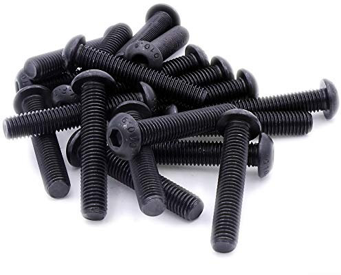 M8 (8mm x 35mm) Hex Socket Button Machine Screw (Bolt) - Black Steel (Pack of 20)