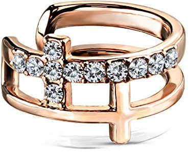 Bungsa Ear Cuff Kreuz-Ohrklemme für Damen aus 316L Edelstahl (rosegold)