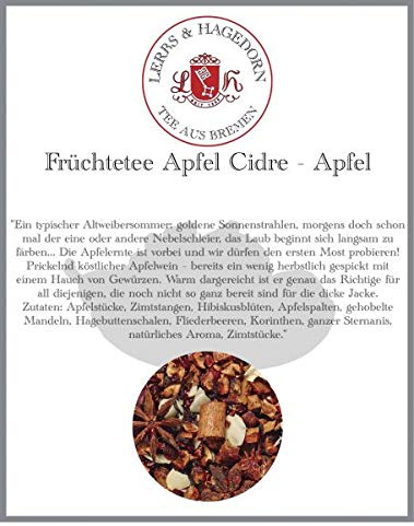 Lerbs & Hagedorn, Früchtetee Apfel Cidre | Herbstlich Würzig 1kg (ca. 81 Liter) Mit Apfel, Zimt, Hibiskus, Mandeln, Hagebutten, Flieder