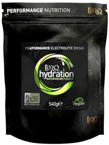 Torq Hidratación - Sandía - Polvo de electrolitos de rehidratación rápida Perfil hipotónico Running, Ciclismo, Bebida de hidratación deportiva - 30 Porciones - 540g