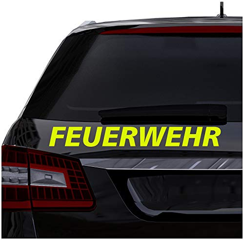 Finest Folia Autoaufkleber Feuerwehr Aufkleber für Auto Motorrad Boot Bus Kfz Zubehör Sticker Selbstklebend Löschen Bergen FS109 (Neongelb, 40cm kurzes F)