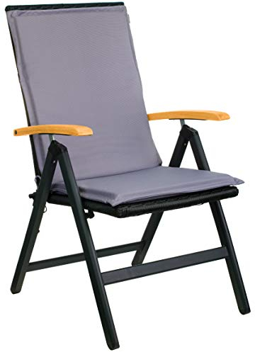 Brandsseller Garten-Stuhlauflage ca. 50 x 110 cm Hochlehner Auflage für Stühle Hellgrau