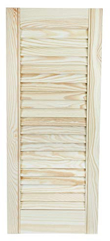 Proper Tools Louvre Door, Pine Wood, Vented Open, Ready to Paint Internal Louvre Cupboard Doors, Slatted Wardrobe Doors - 2013 x 394mm