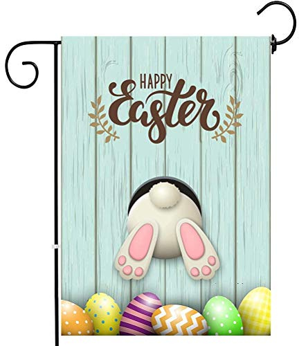Usmato Welcome Dekorativer Gartenfahne, Frohe Ostern Garten Flagge, Frühling Hasen Willkommen, Ostereier Dekorative Yard Flags Garten Outdoor-Dekoration, Größe 12,5x 18