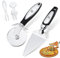 MSY BIGSUNNY Stainless Steel Pizza Cutter Wheel Pie Server with Forks Set of 4 Pieces, Ideal for Pizza, Pies, Waffles and Dough Cookie