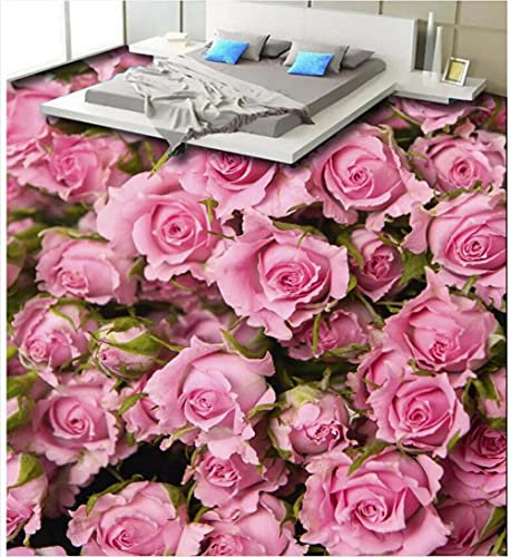 HD schöne rosa Rose Wohnzimmer 3D-Bodenfliesen benutzerdefinierte großformatige Wandbilder PVC verschleißfester wasserdichter Boden-150 * 105cm