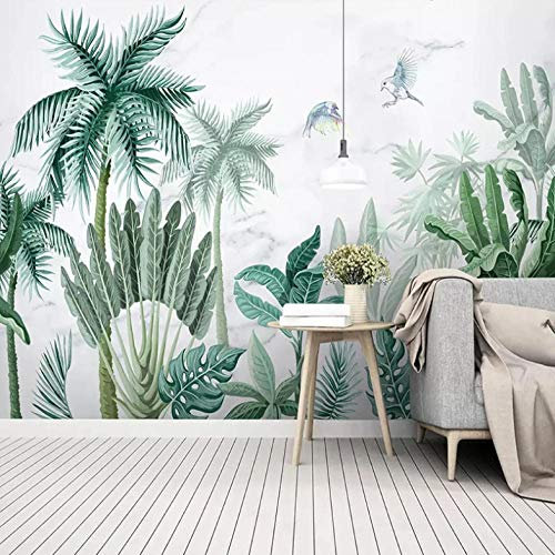Vliestapete Grüne Pflanzenblätter Tapeten Vlies Wandtapete Fototapeten Wohnzimmer Schlafzimmer Büro Flur Landschaft Wandbild Wallpaper 350x256cm