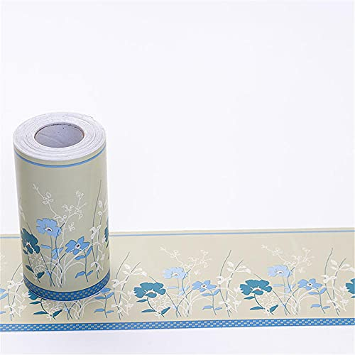 Dostear TapetenbordüRe Selbstklebende BordüRe Wand Wohnzimmer Tapeten Fliesenaufkleber Bad Dekoband Selbstklebend Blaue Blumen 10 X 1000CM