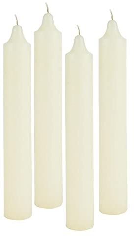 4er Pack Rustikale Stabkerzen H:25 cm Ø:3,8 cm diverse Farben Brenndauer 22 Stunden Kerze Advent Weihnachten Deko, Farbe:Creme