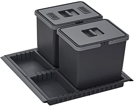 SOTECH Système de tri sélectif Draw 15+15L Poubelle avec couvercle Système de tri sélectif pour Tiroir Largeur de caisson 60 cm