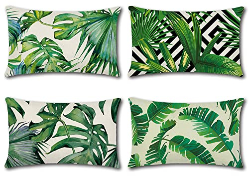 JOTOM Funda de cojín decorativa transpirable, multicolor, cojín decorativo para sofá, funda para coche, hogar, oficina, cafetería, jardín, exterior, 30 x 50 cm, juego de 4