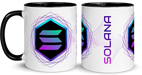 Zumo Digital Taza Criptomonedas Bitcoin Solana Taza De Desayuno Cerámica Blanca 11oz Regalos Originales (Solana-Black)