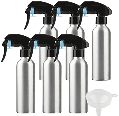 ZEOABSY 12 Piezas Pequeño 150ml Spray de Aluminio Plata Botella de Spray Vacía con Pulverizador Negro de Niebla Fina Atomizador para Limpieza, Cabello, Plantas, Flores, Peluqueria Cosmético, Viaje