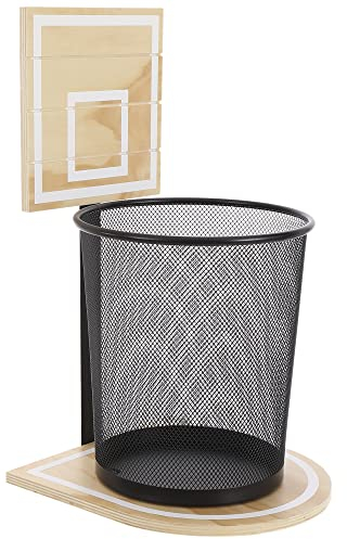 Basketball-Mülleimer, Reifen-Abfalleimer, Abfallkorb, Ball-Mülleimer, 48.3x25.4 cm, braun, Holz, Papierkorb, Jungen-Schlafzimmer, Rand-Mülleimer, Kinderzimmer,Hoops,Hoops ouseables