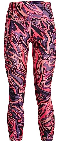 Under Armour Womens Warmup Bottoms Women's HeatGear® Armour Printed Ankle Leggings, Posh Pink, 1365338, Size XS