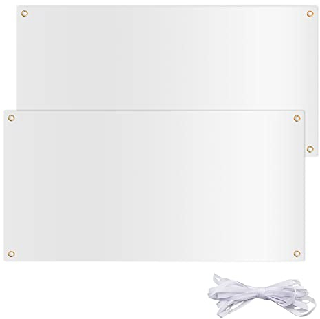 2 Stück Blanko-Banner Schild, 120x60cm Leeres Polyester-Tuchbanner mit 2pcs 6m Langem Seil, Große Banner und Schilder, Personalisierbar, Leeres Leinwand-Banner für DIY, Painting