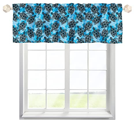 Ozean Meer Schildkröte Scheibengardine Bistrogardine mit Stangendurchzug Kurz Stores Schals Modern Küchegardine für Küche Wohnzimmer Landhaus Multicolor 137x45cm,1 Stück