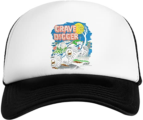 Grave Digger Monster Truck Vintage Old Weiß Schwarz Unisex Kinder Baseball Cap Kids White Black