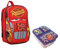 Theonoi Set Cars Lightning McQueen 3D-Effekt Rucksack Backpack Schulrucksack Schulranzen Schultasche Sportrucksack Kindergarten leichter Kleinkinderrucksack (Rucksack + Brotdose)
