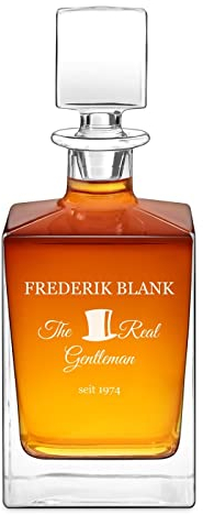Maverton Whiskykaraffe mit Gravur 810 ml - graviertes Whiskey Dekanter mit Namensgravur für Männer - Glaskaraffe für Whiskey - Whiskyflasche für Whiskyliebhaber - Gentleman