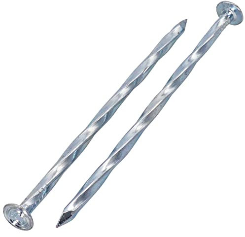 SKIR'CO (100pcs) Clous carrés torsadés en acier zingué 3,8 x 90 mm clous en acier zingué clous de menuiserie clous carrés torsadés