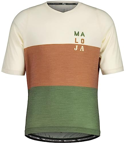 Maloja M Jezerskom. Trikot Colorblock-Beige-Braun - Merino Schnelltrocknendes bequemes Herren Gravel Bike Trikot, Größe