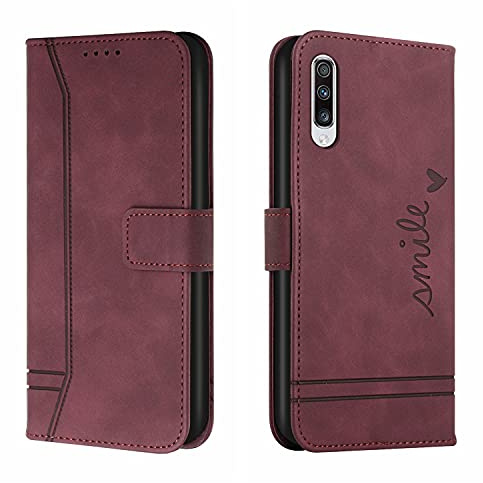 Trugox Handyhülle für Samsung Galaxy A70 / A705 Hülle Klappbar Klapphülle mit Kartenfach Handytasche Handy Schutzhülle Tasche Leder Wallet Flip Case Slim Book Cover - Bordeauxrot