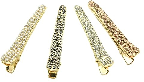 minkissy 4pezzi Fermagli Per Cristallo e Perla Clip Alligator Con Design Elegante Per Donne e Ragazze Accessori Per Acconciature Versatili e Resistenti
