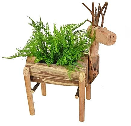 Sport Tent Blumentopf Pflanzkübel Blumenkasten Holz Rustikal Pflanzgefäß Blumenkübel Pflanztopf REH Gartendeko für Innen- und außen Skulptur zum bepflanzen Holzfarbe
