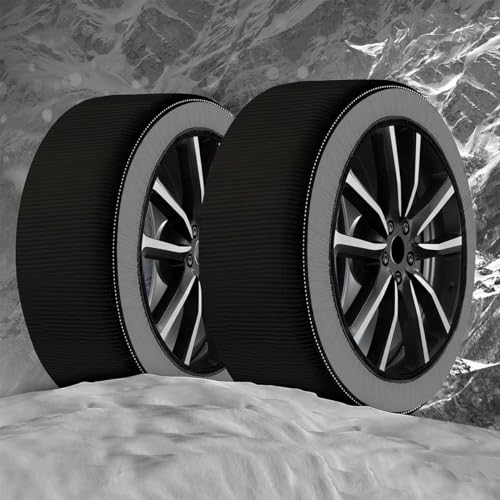 A2ZWORLD Catena da Neve Tessile per Pneumatici, Calze da Neve per Auto, Omologate EN 16662-1, Colore Nero, Misura (L)