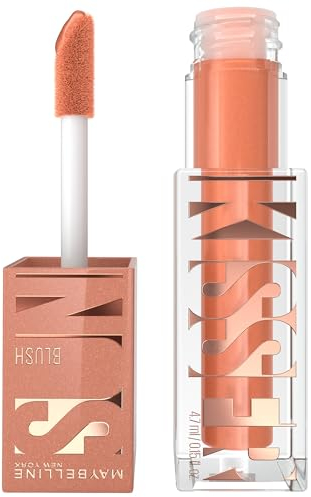 Maybelline New York - Blush Liquide Illuminateur Multi-Usage - Fard à Joues, Highlighter et Bronzer - Bonne Mine - Teint Hâlé - Maquillage Glowy - SUNKISSER - Teinte : Downtown Rush - 4,7 ml