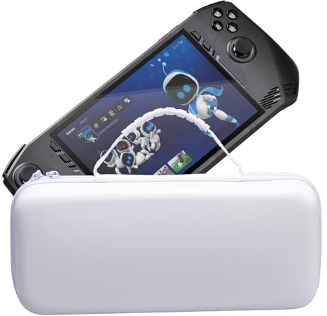 Hzycwgone Case for MSI Claw,Travel Carrying Bag Cover for MSI Claw A1M Handheld Gaming,Hard Case with Game Card Slot & Mesh Pocket for MSI Claw Accessories(White)
